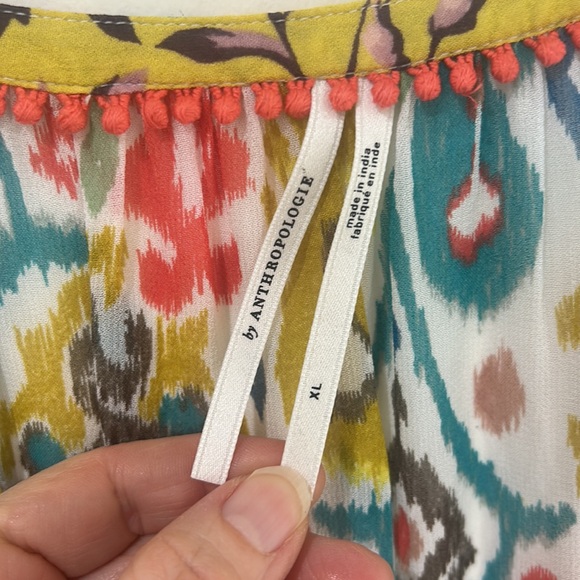 BY ANTHROPOLOGIE Maureen Babydoll Semi-Sheer Tunic Blouse Cover-Up Size XL - Picture 10 of 16